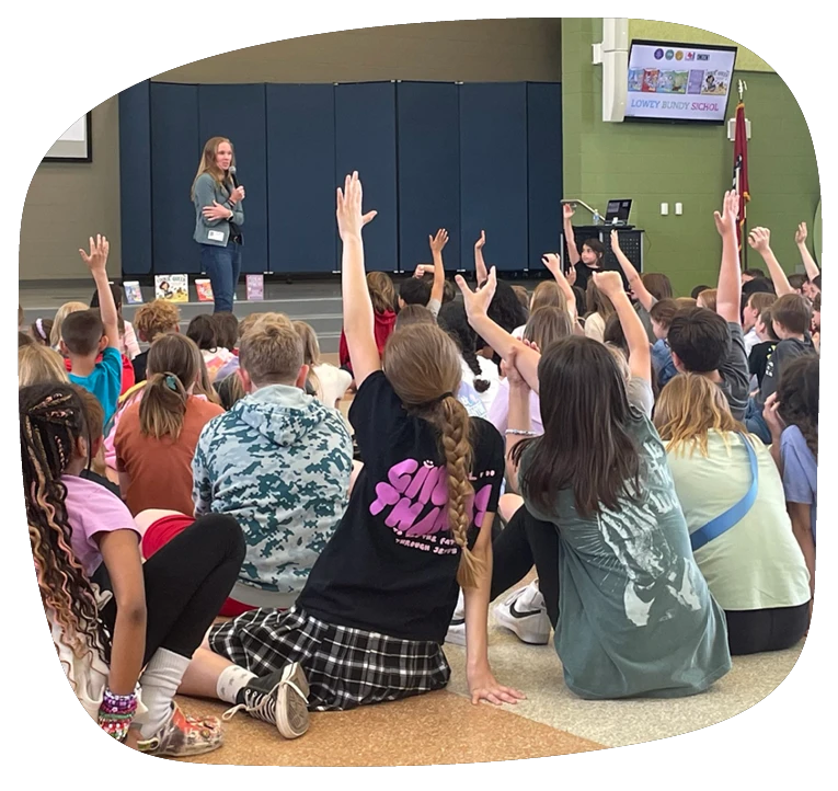 Lowey Bundy Sichol presenting to grade school children at one of her Author Visits.